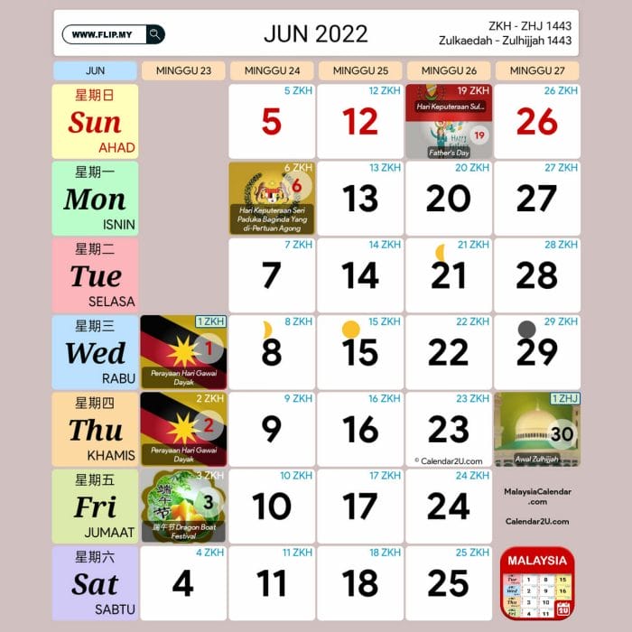 Kalendar Kuda Jun 2022