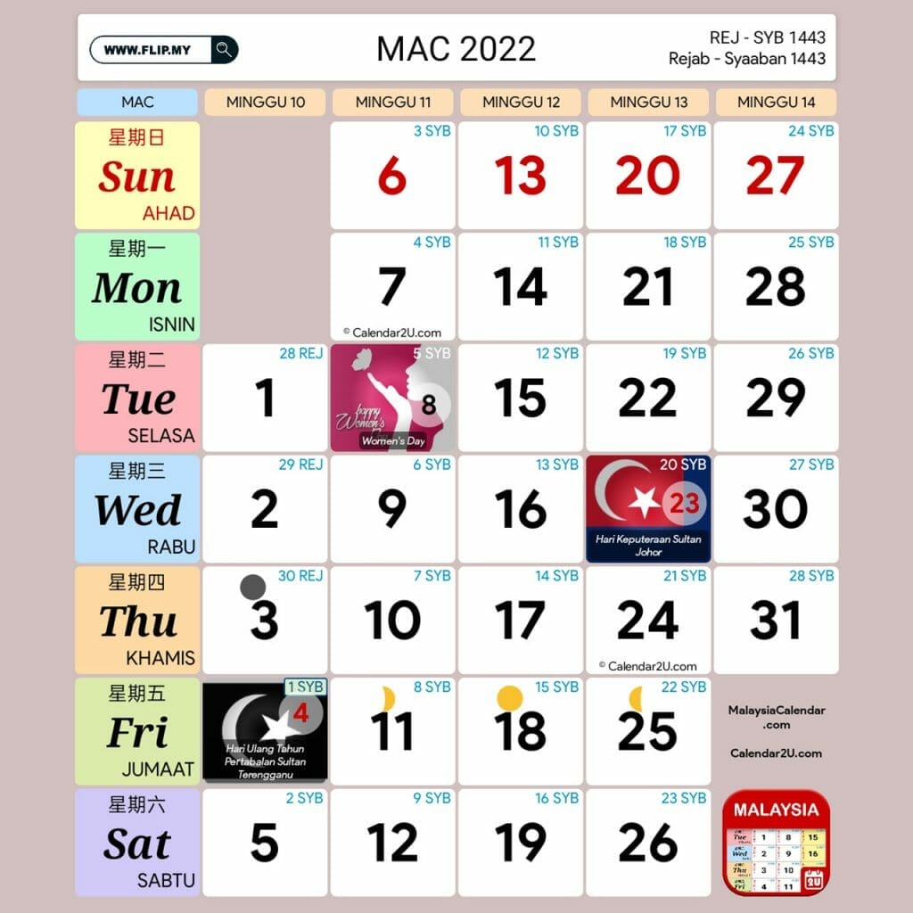 Kalendar Kuda Mac 2022