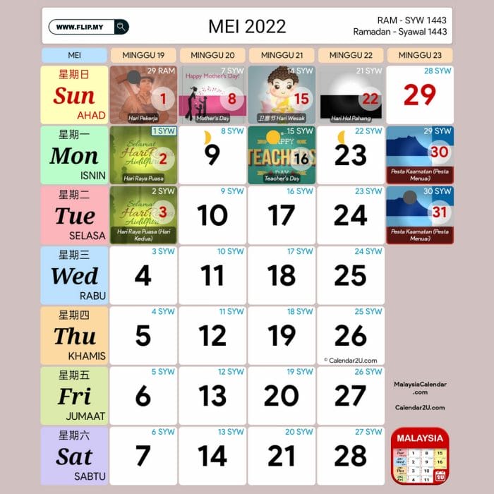 Kalendar kuda 2022