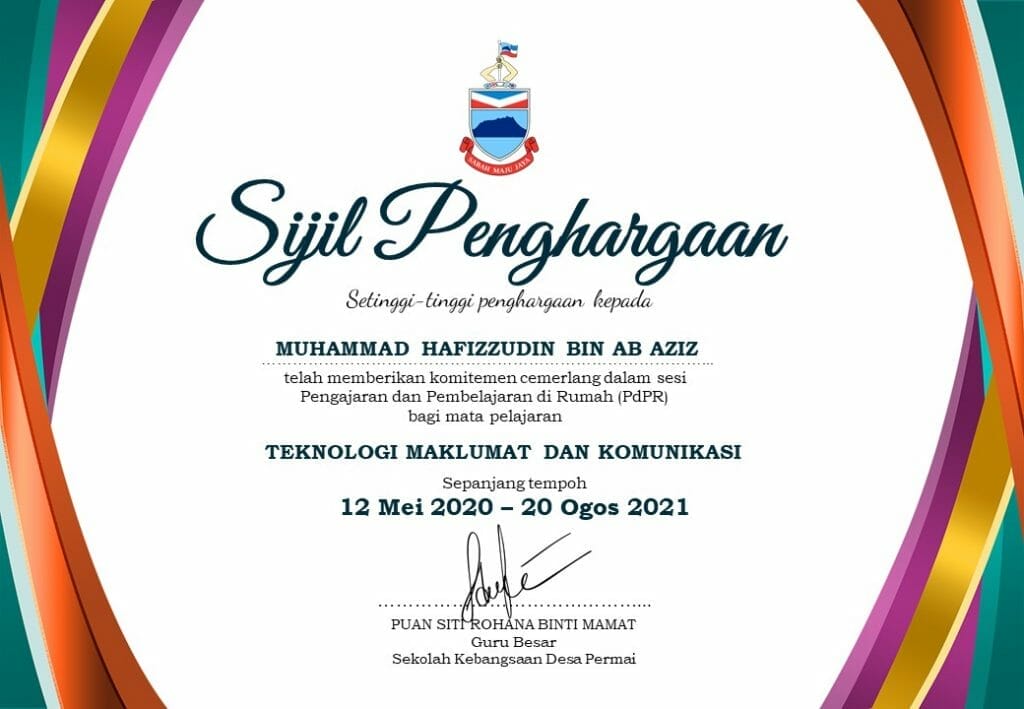 Sijil Penghargaan PdPR