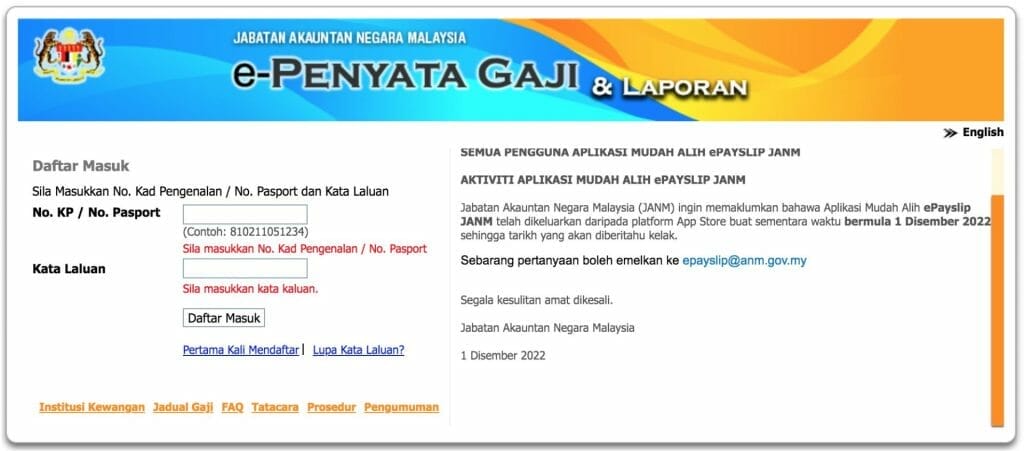 Penyata Gaji Online