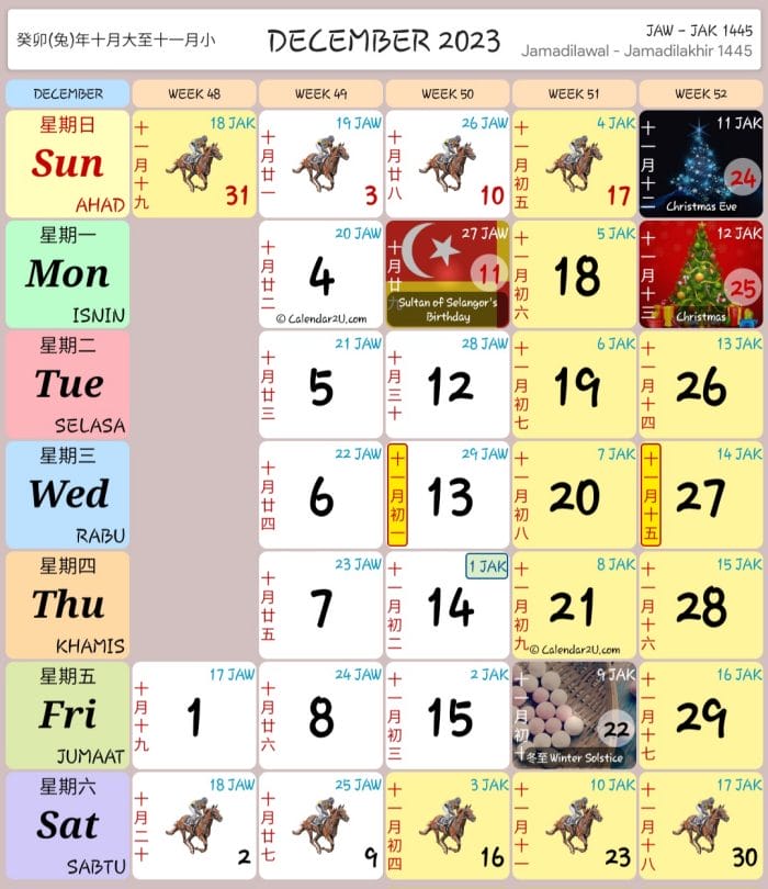 Kalendar Kuda 2023 - Disember
