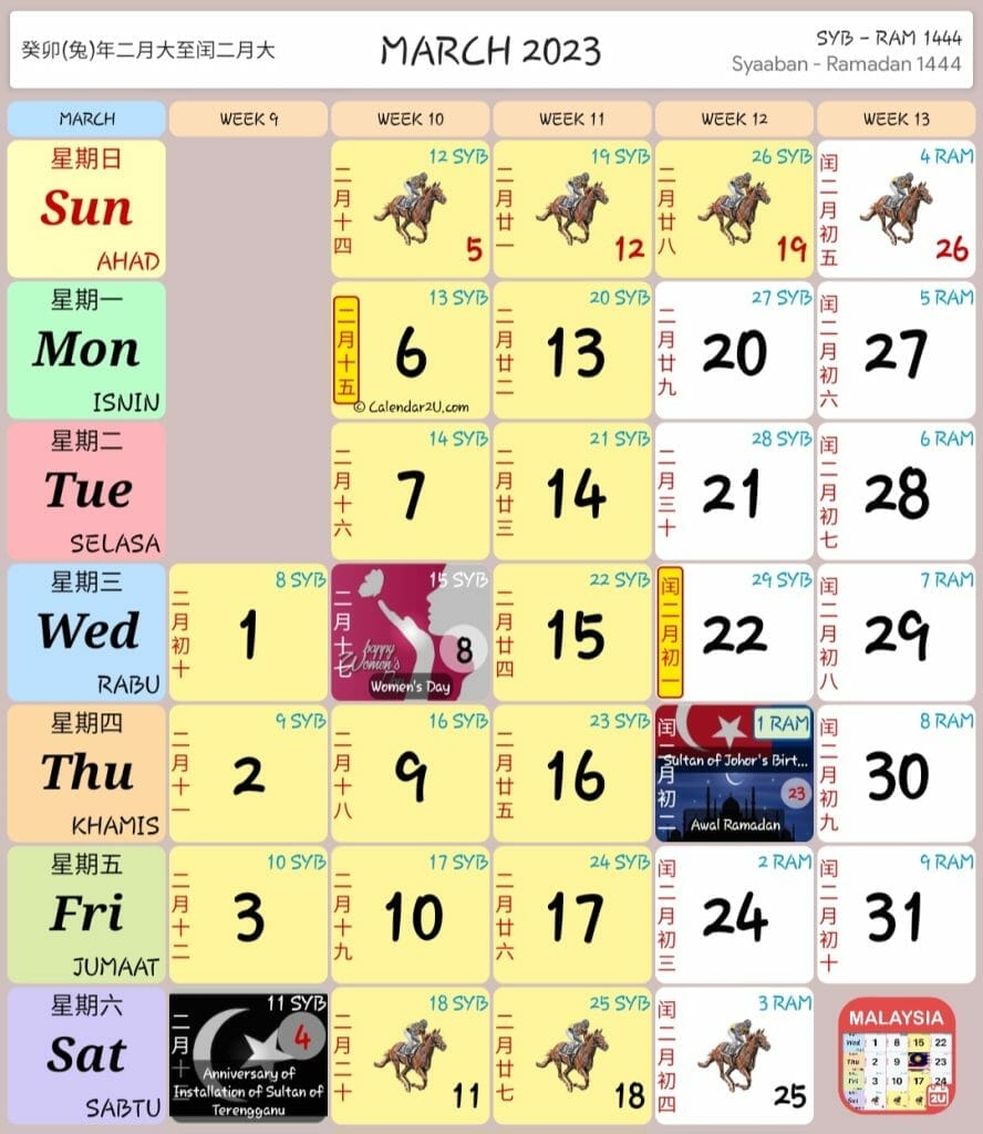 Kalendar Kuda 2023, Senarai Cuti Umum dan Cuti Sekolah - FLIP.MY
