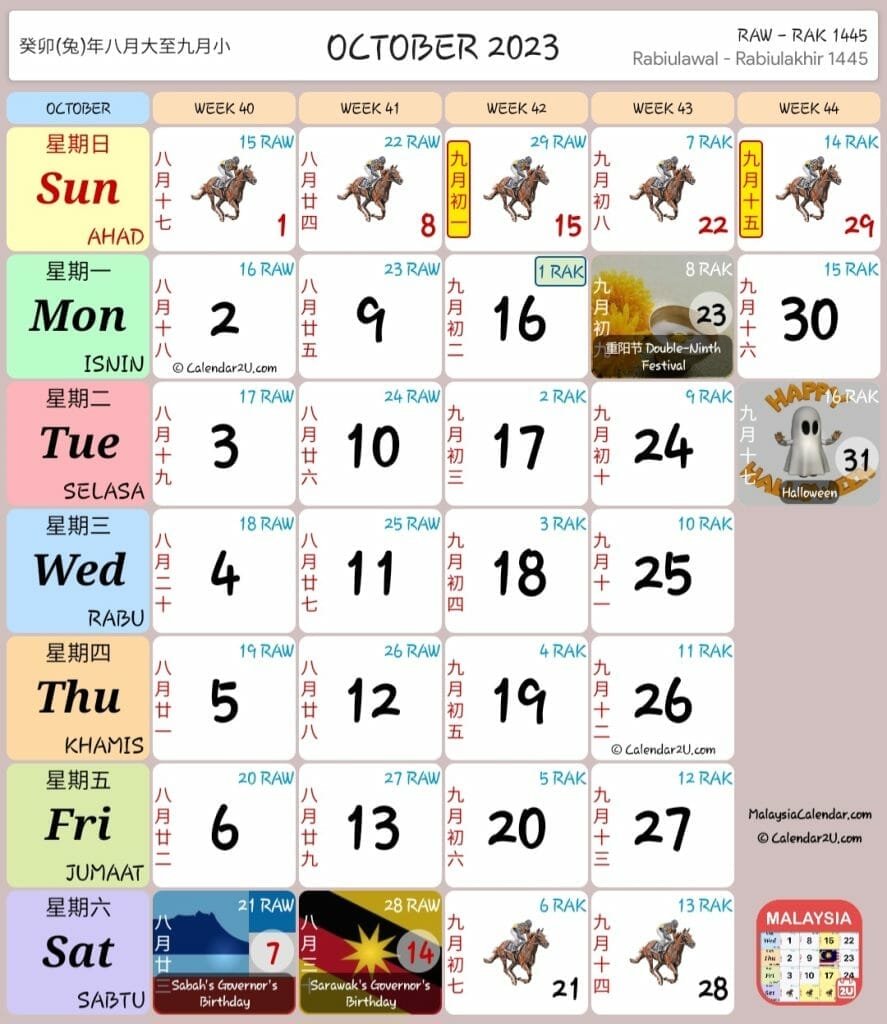 Kalendar Kuda 2023 - Oktober