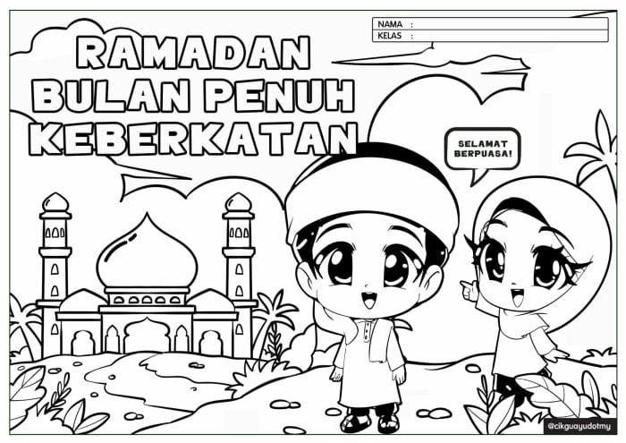 Gambar Poster Mewarna Ramadhan 2023 2024