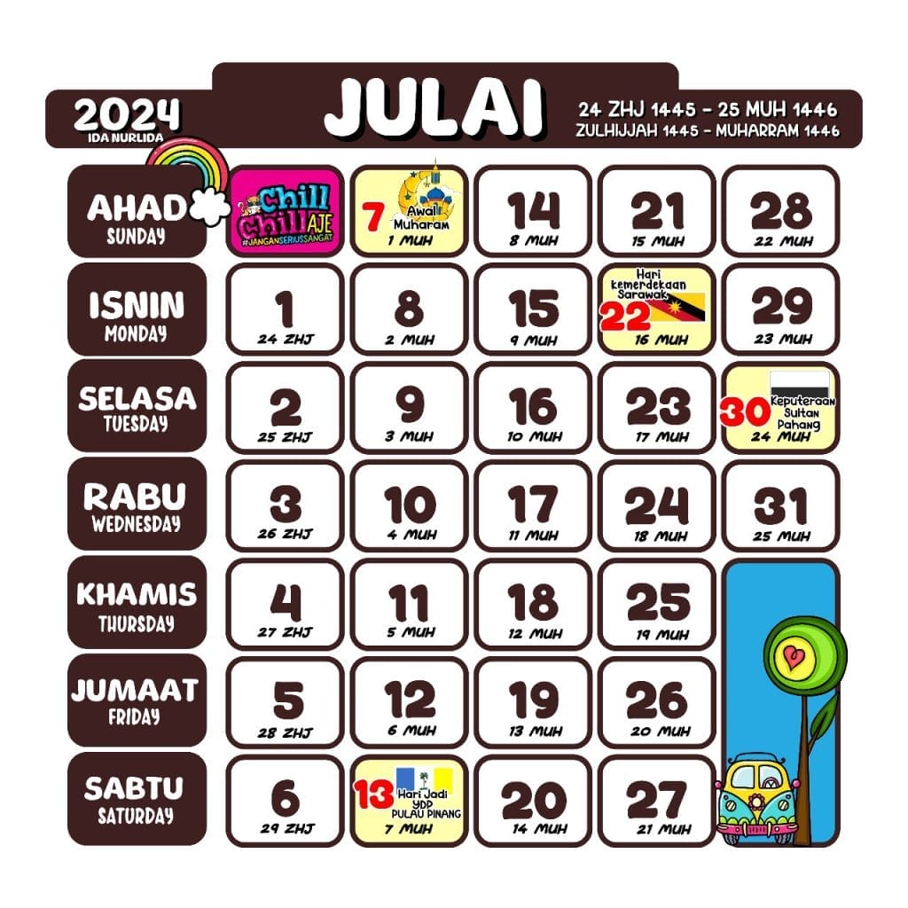 Kalendar Kuda 2024 - Julai