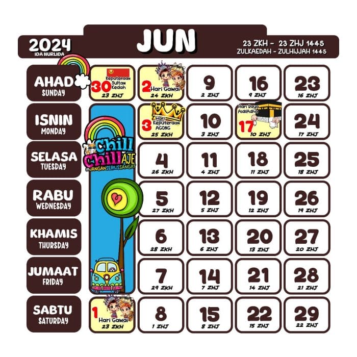 Kalendar Kuda 2024 - Jun
