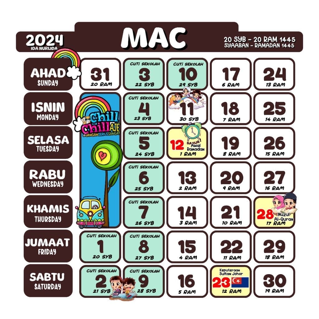 Kalendar Kuda 2024 - Mac