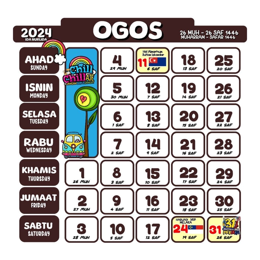 Kalendar Kuda 2024 - Ogos