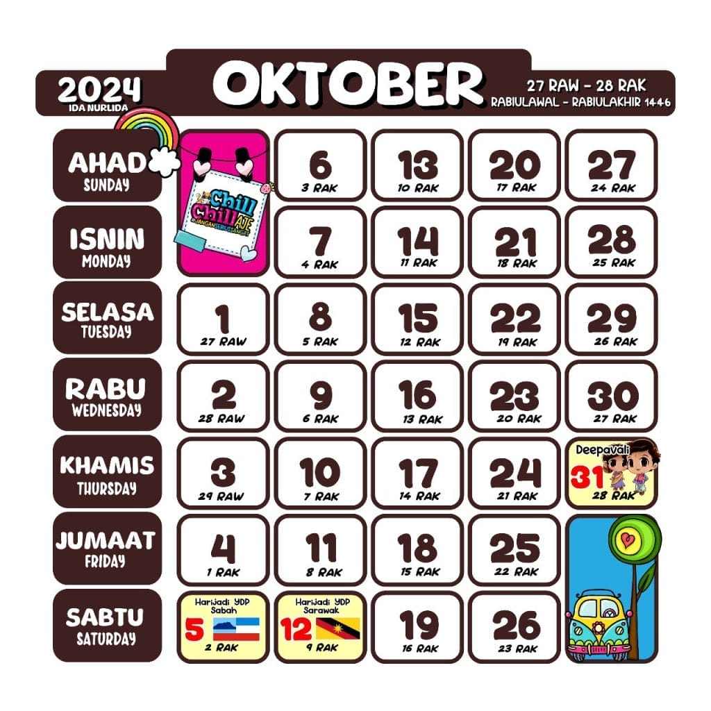 Kalendar Kuda 2024 - Oktober
